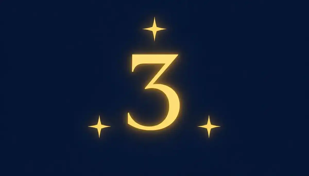 Numerology number 3 meaning symbol glowing in gold